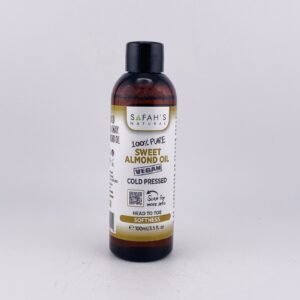 SAFAH’S NATURAL 100% PURE SWEET ALMOND OIL VEGAN COLD PRESSED(100ml) 3.5 fl oz