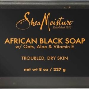 SheaMoisture African Black Soap 8oz – Clarifying Face & Body Bar for Acne-Prone Skin