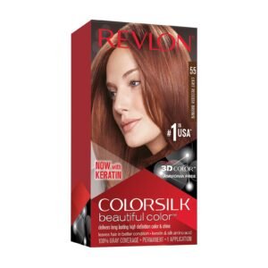 REVLON 55 LIGHT REDDISH BROWN Permanent COLOR Silk Beautiful Color WITH KERATIN