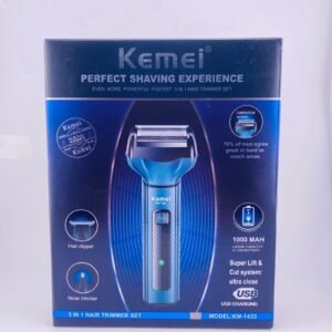 KEMEI 3 IN 1 RECHARGEABLE HAIR TRIMMER SET FOR MEN'S