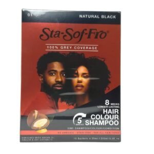 Sta-Sof-Fio NATURAL BLACK HAIR COLOUR 3 IN 1 SHAMPOO With Argan,Ginger,OAT(250ml) 8.5 fl oz