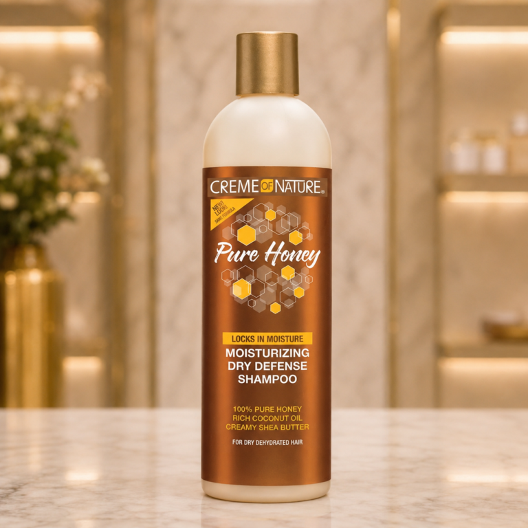 Luxury hair care display with honey accents