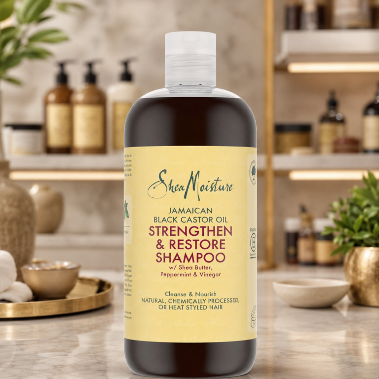 SheaMoisture shampoo in spa setting