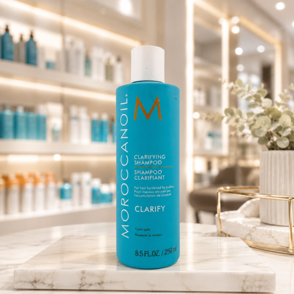 Moroccanoil clarifying shampoo in salon setting