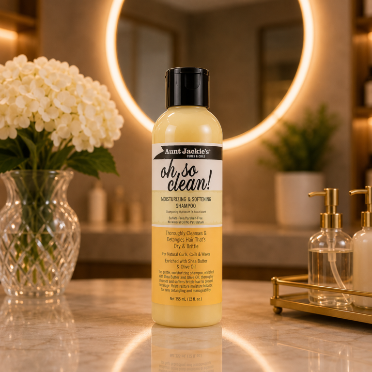 Luxurious shampoo in soft bathroom setting