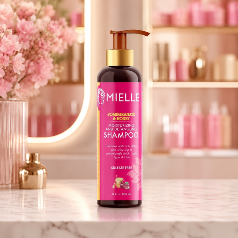 Elegant shampoo on marble vanity