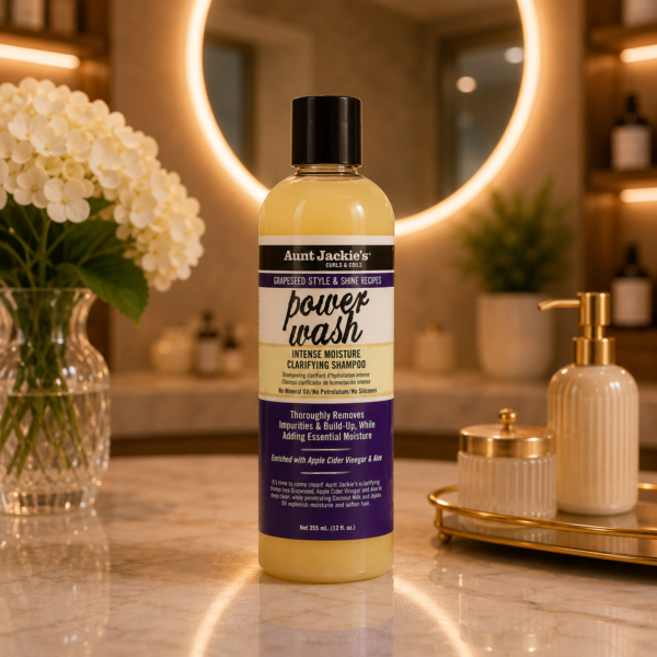Elegant vanity with clarifying shampoo