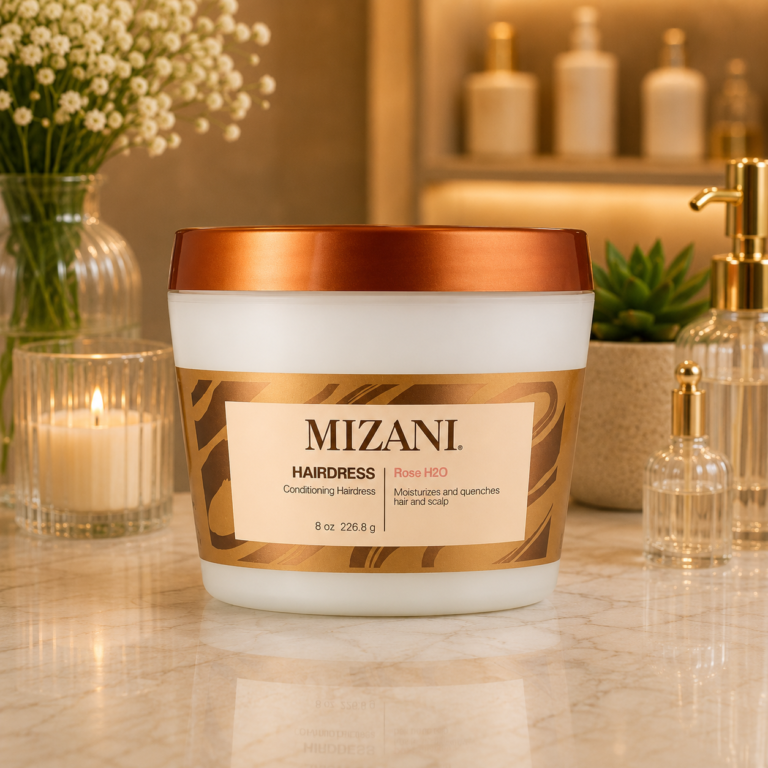 Warm spa-inspired hair care still life
