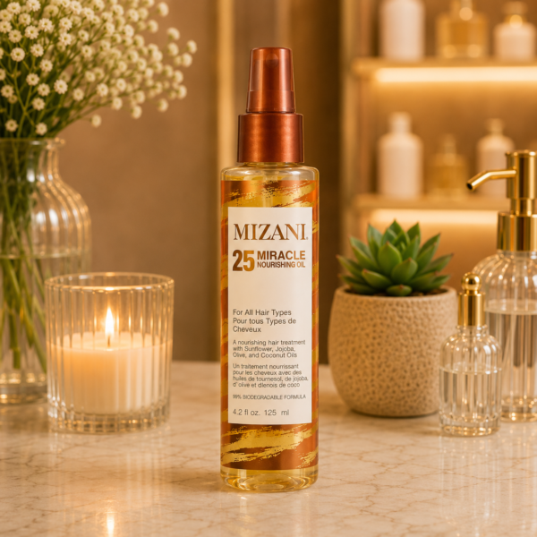 Luxurious hair oil with warm accents