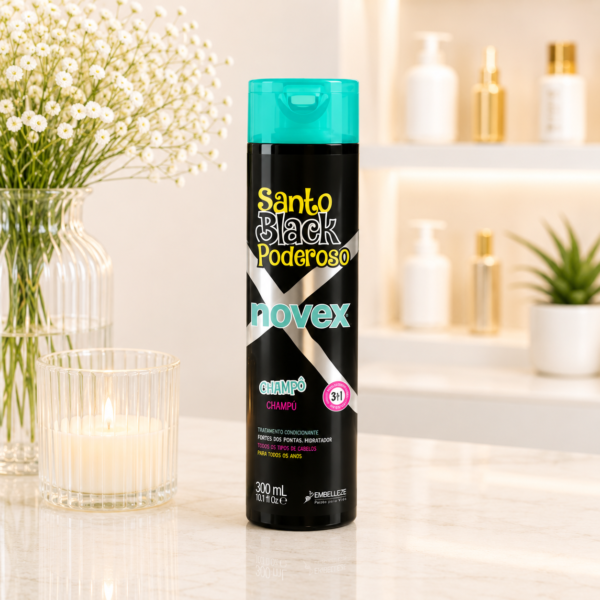 Elegant shampoo bottle on marble countertop