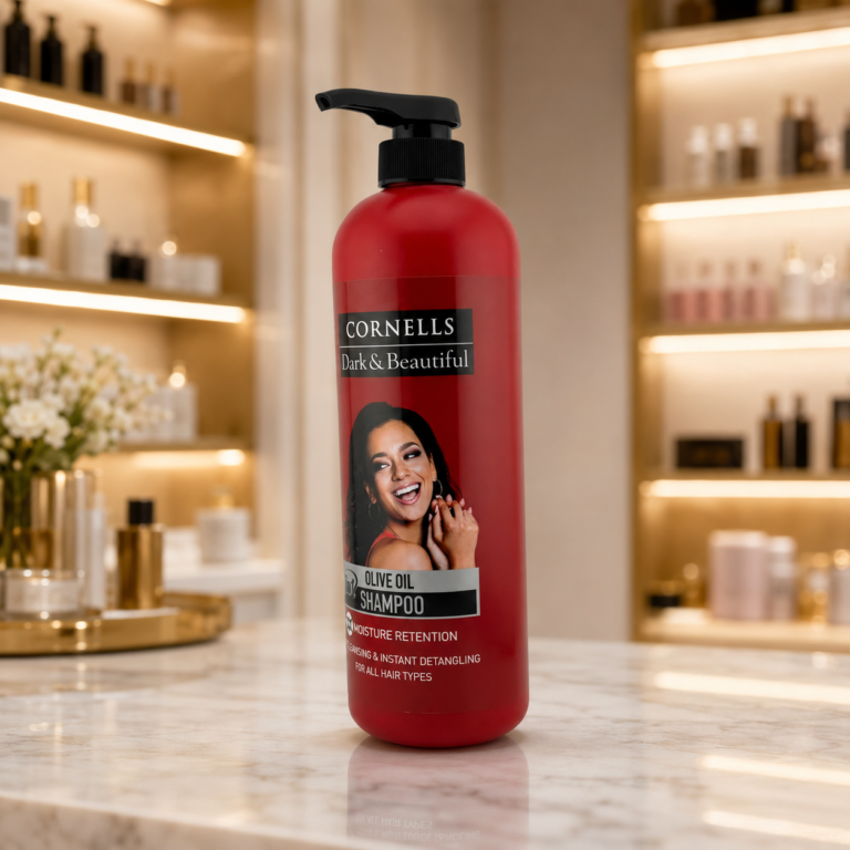 Luxury shampoo display with elegant backdrop