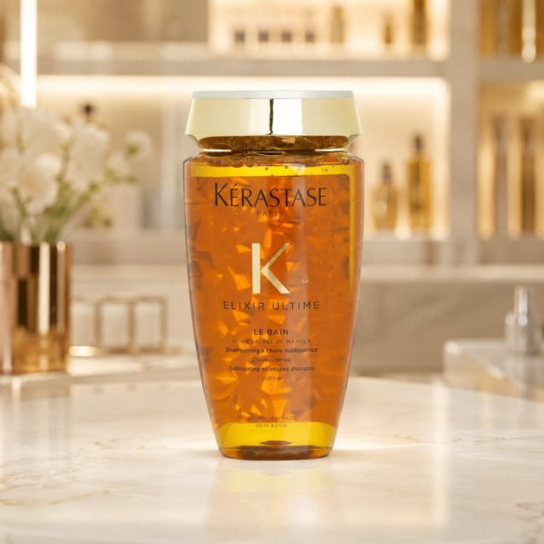 Luxury shampoo in elegant bathroom setting