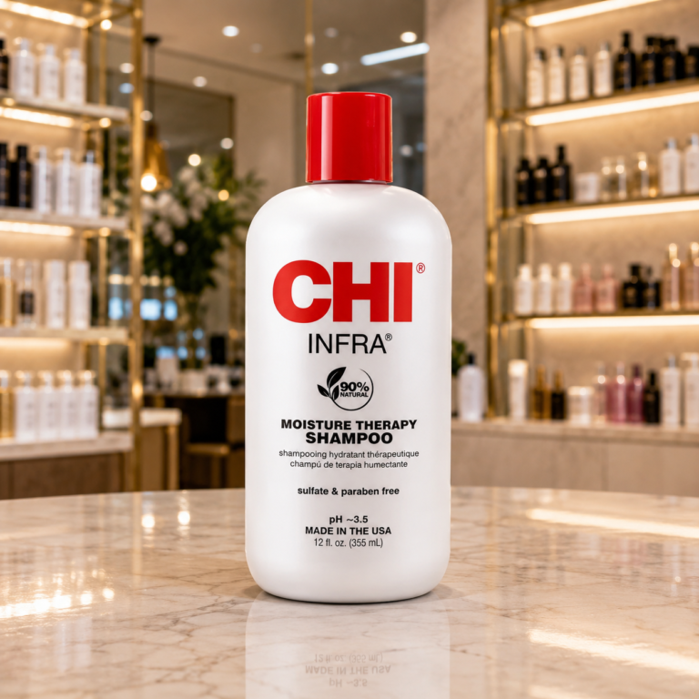 Shampoo bottle in beauty salon display