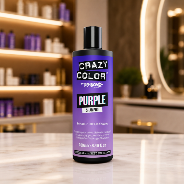 Luxury purple shampoo in modern salon