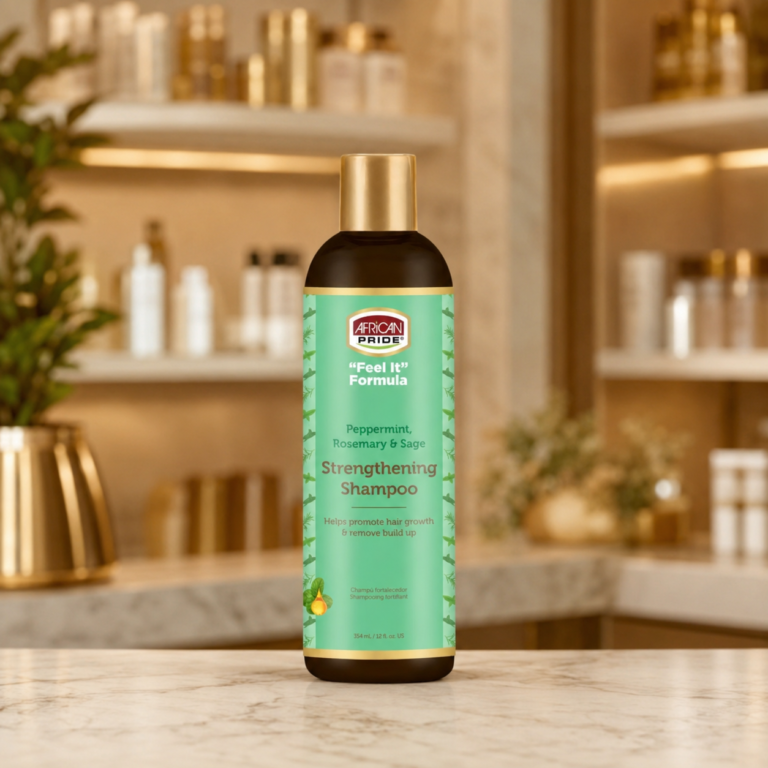 Sophisticated shampoo display in warm tones
