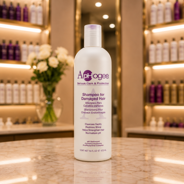Luxury shampoo display in warm salon setting