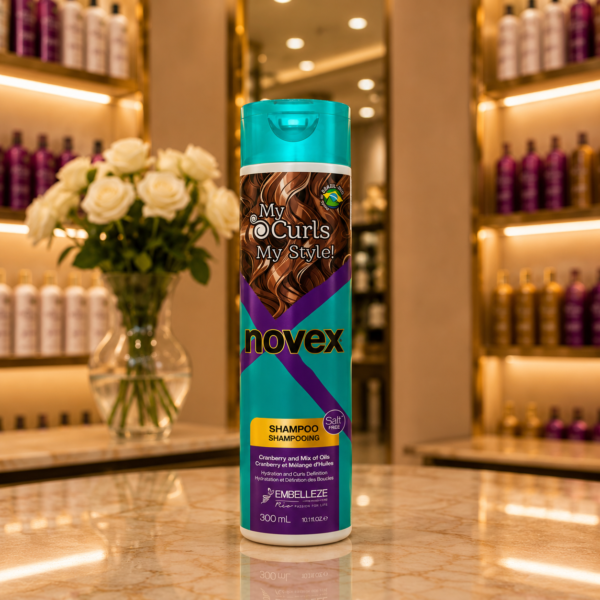Shampoo bottle in luxurious salon setting