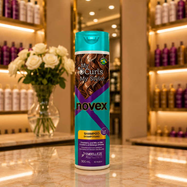 Shampoo bottle in luxurious salon setting
