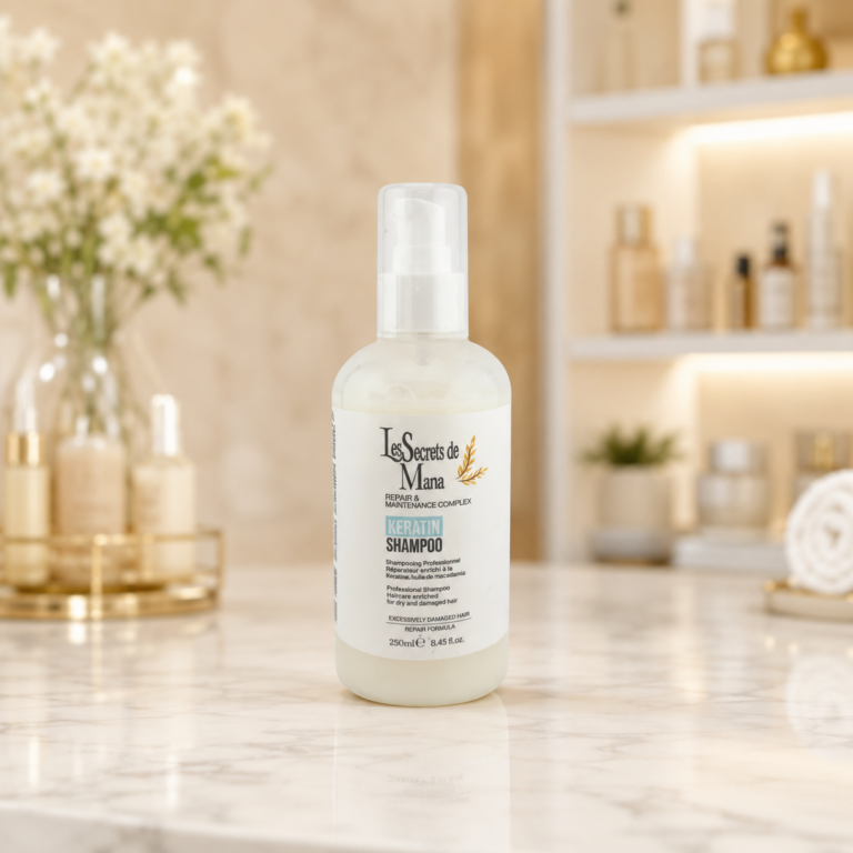 Elegant shampoo bottle in spa setting