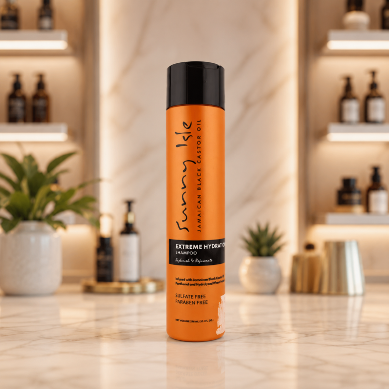 Sunny Isle shampoo in serene spa setting
