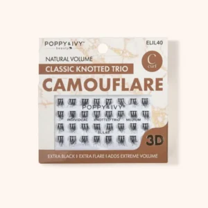 POPPY & IVY BEAUTY NATURAL VOLUME Individual  CLASSIC KNOTTED TRIO CAMOUFLARE MEDIUM 3D EXTRA BLACK ELIL40 C curl EYE LASHES