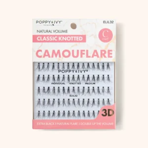 POPPY & IVY BEAUTY NATURAL VOLUME Individual   KNOTTED CAMOUFLARE MEDIUM 3D EXTRA BLACK ELIL32 C curl EYE LASHES