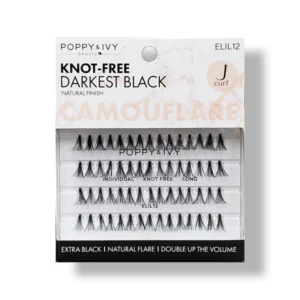 POPPY & IVY BEAUTY Individual KNOT-FREE TRIO CAMOUFLARE LONG 3D EXTRA BLACK ELIL12 J  curl EYE LASHES