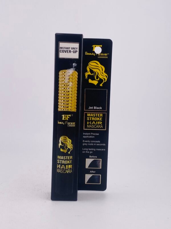 “Jet Black hair mascara for grey coverage by Beauty Forever London”