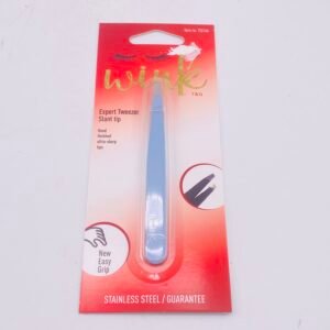 “Light blue stainless steel slant tip eyebrow tweezer TG744”