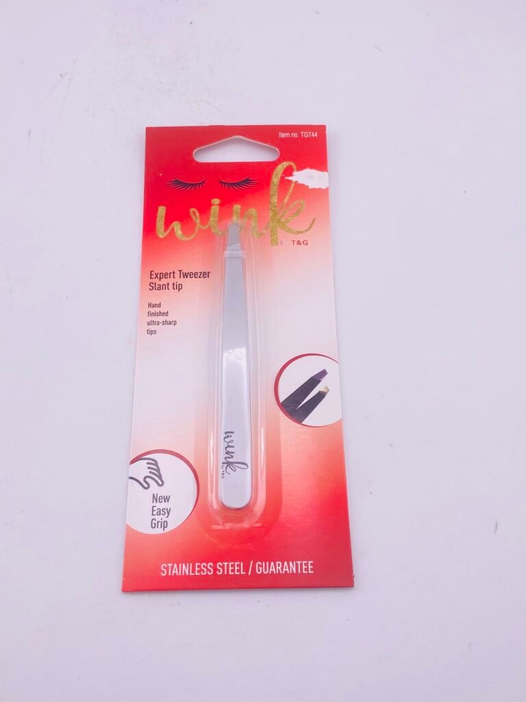 “Silver slant tip stainless steel eyebrow tweezer TG744”