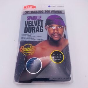 T&G COLLECTION PURPLE TG5866PUR SPARKLE VELVET 360 WAVES DURAG DELUXE QUALITY