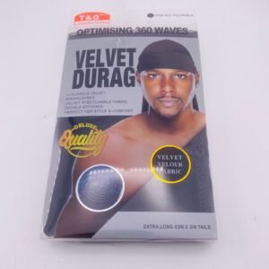 T&G COLLECTION BLACK TG5866BLA SPARKLE VELVET 360 WAVES DURAG DELUXE QUALITY