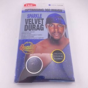 T&G COLLECTION ROYAL BLUE TG5866RB SPARKLE VELVET 360 WAVES DURAG DELUXE QUALITY