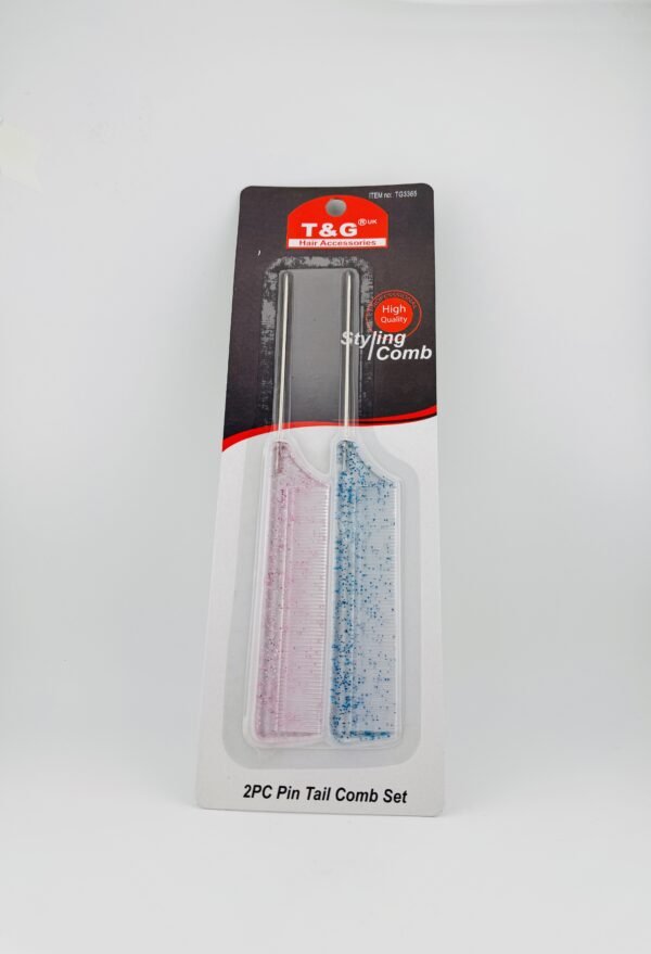 T&G Hair Accessories Pin Tail Comb 2PC Set TG3365 for precise sectioning and professional hair styling