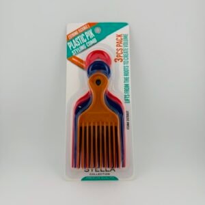 Stella’s Afto Plastic Pik Styling Comb 3PCS Pack 2470AST for detangling and styling afro and textured hair