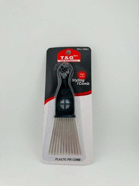 T&G Afro Plastic Pick Comb TG898BLA for lifting and styling afro and textured hair