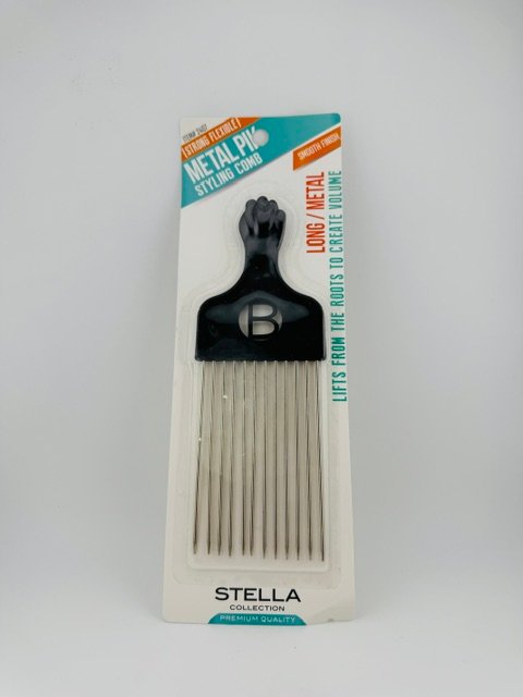 Stella’s Afro Long Metal Styling Comb 2407 for detangling and styling afro and textured hair