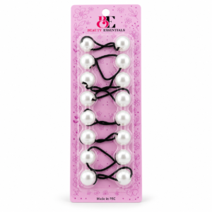 Beauty Essentials Pearl Bead Hair Bobbles white 8 pack