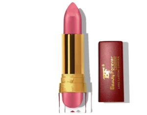 Beauty Forever Sheer Pink Lipstick LL 114 in rosy pink with a gold-toned tube and branded cap
