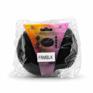 Black Foam Hair Donut bun shaper in transparent packaging