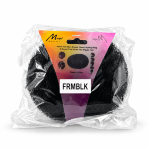 Black Foam Hair Donut FRMBLK foam bun shaper in clear packaging