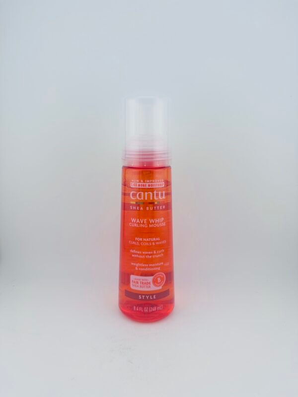 Cantu Shea Butter Wave Whip Curling Mousse for soft curls and frizz control.
