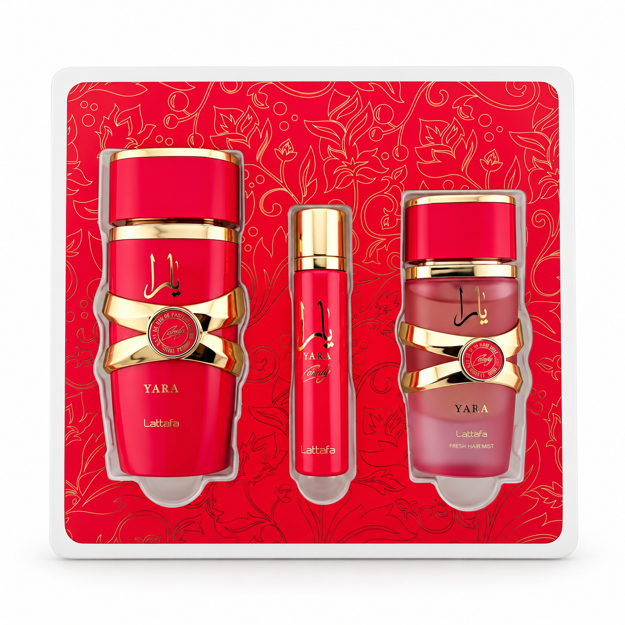 Lattafa Yara Candy Eau de Parfum Gift Set on white background