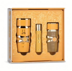 Lattafa Yara Gift Set 3-piece perfume collection on white background