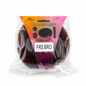 Brown Foam Hair Donut bun shaper in transparent packaging