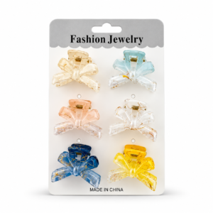 Mini Bow Hair Clips 6 PCS multicolour transparent claw clips