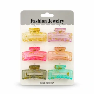 Mini Rectangular Hair Clips 6 PCS multicolour translucent claw clips