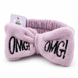 OMG Plush Headband lilac fluffy bow skincare hair band