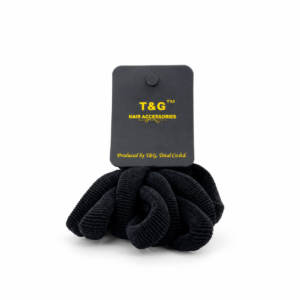 T&G Black Hair Ties thick ribbed elastic ponytail bands