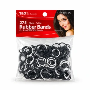 Black White Hair Bands by T&G, 275 PCS rubber elastics for ponytails and braids